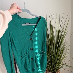 Who What Wear Teal Button-Up Cardigan